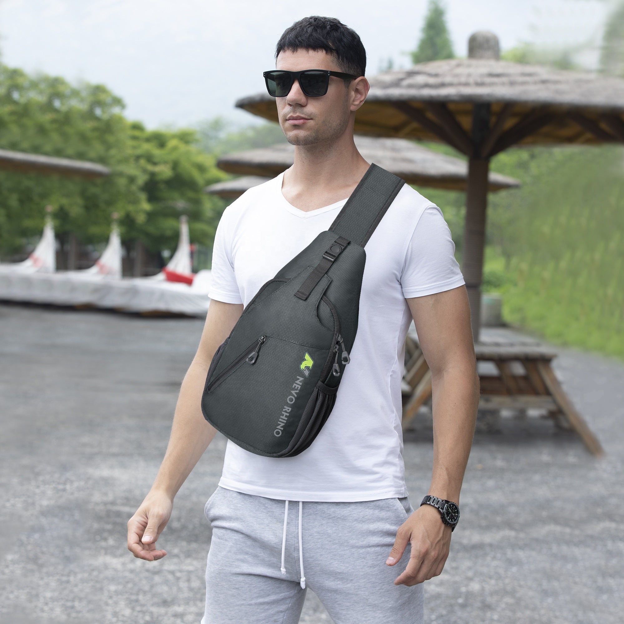 Túi Đeo Chéo/Đeo Ngực Xe Máy Nam Polyester Hàng Xuất Xưởng, Phong Cách Thời Trang, Có Ngăn Đựng Cốc Nước & Điện Thoại