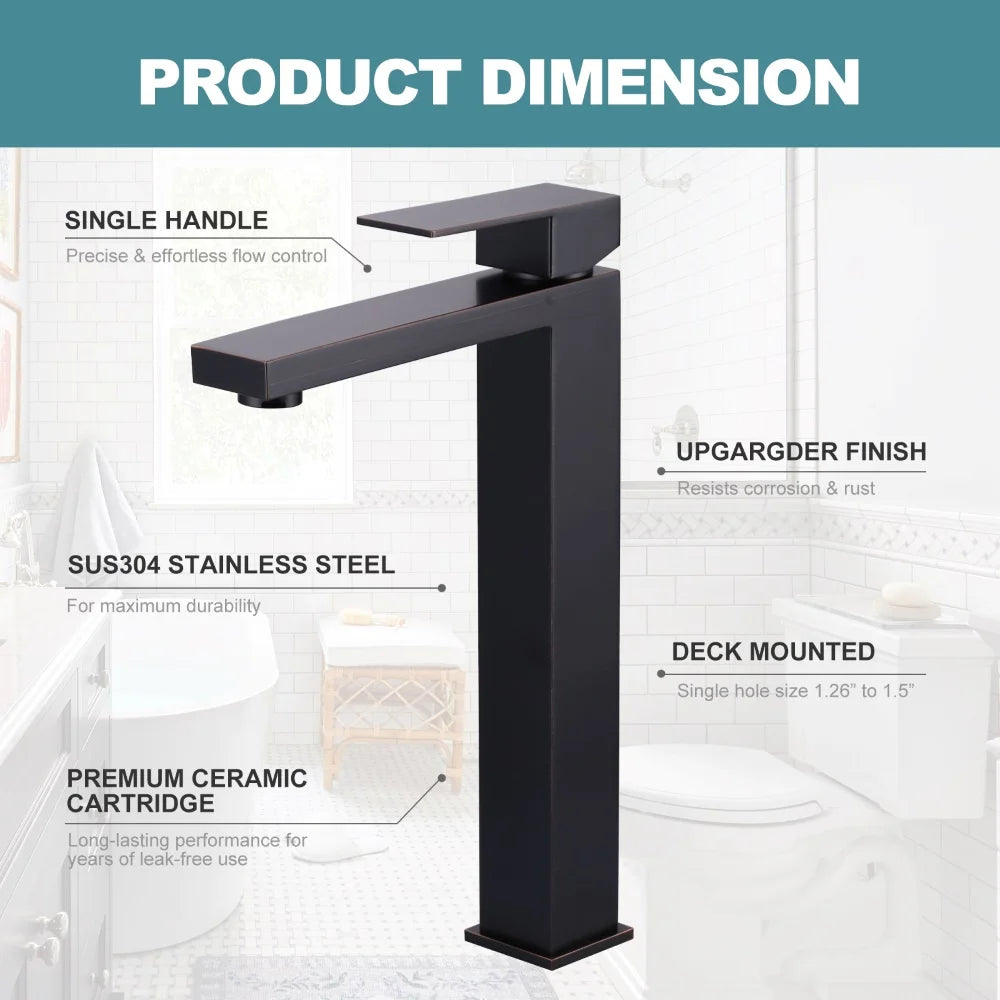 Modern Single Hole Stainless Steel 304 Wash Basin Faucet Hot and Cold Oil Rubbed Bronze Bathroom Countertop Mounted Basin Faucet - Daisan Mart
