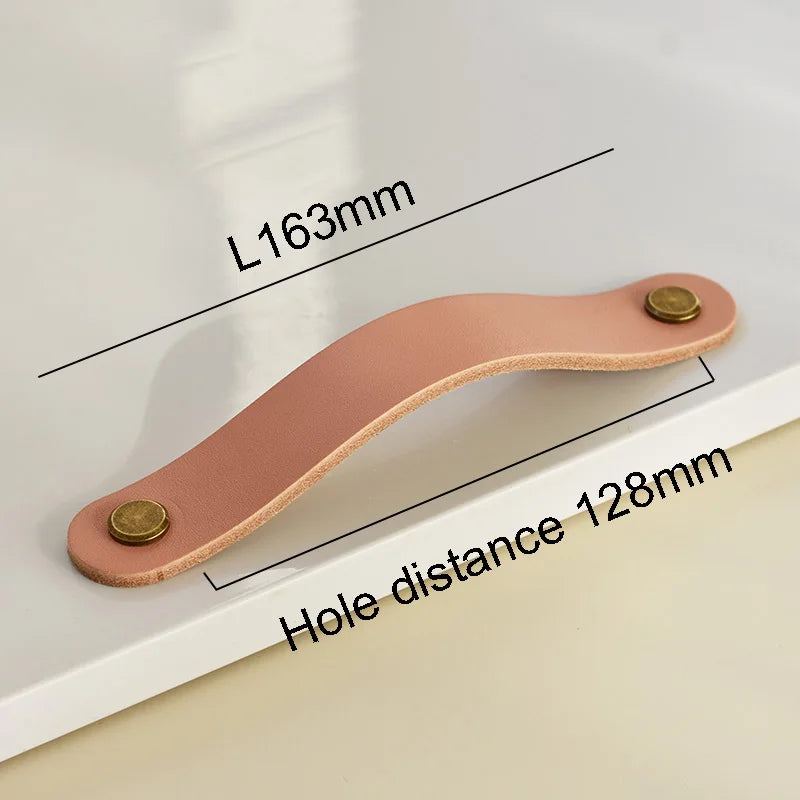 Nordic Style Pink Leather Handle Furniture Drawer Cupboard Kitchen Cabinet Door Knobs Pull Children's Room Cabinet Handles