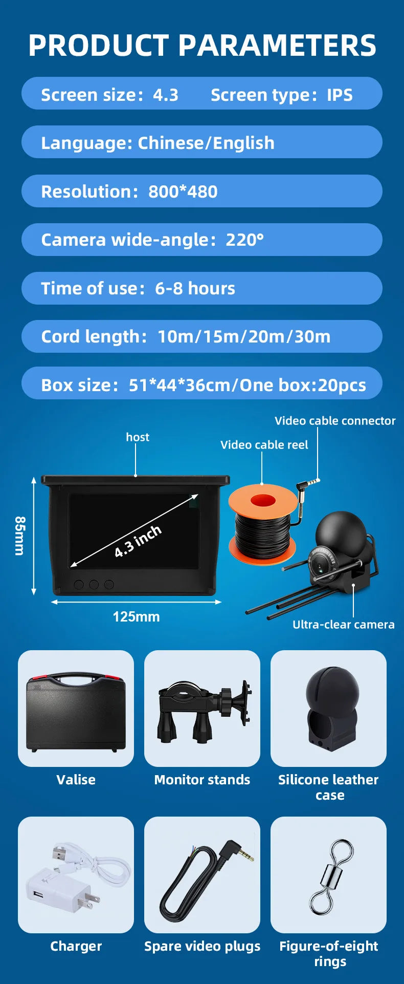 Outdoor Waterproof Fish Camera with English Support
