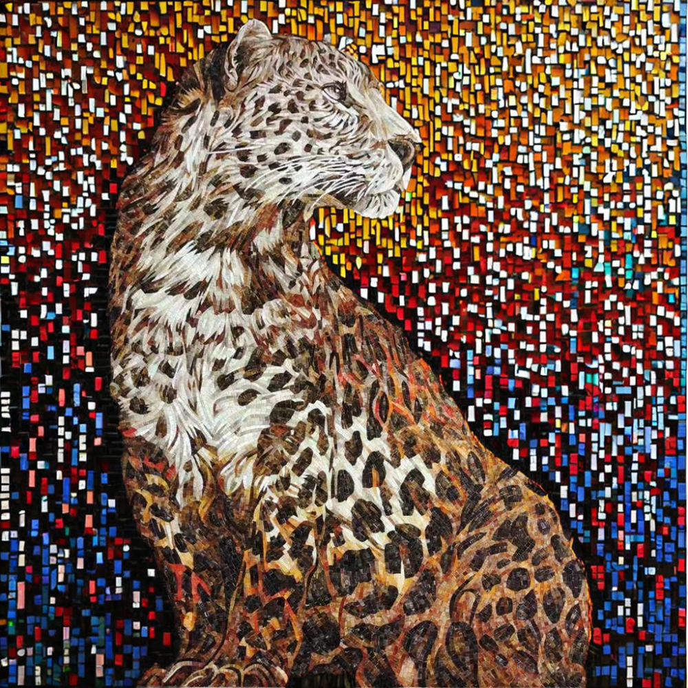 Modern leopard pattern glass mosaic made to order