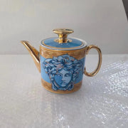 High-class Bone China Teapot with Golden Lid and Human Head