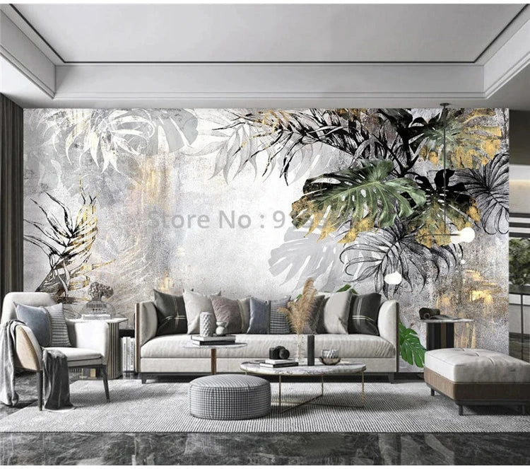 Custom Any Size Mural Wallpaper Modern 3D Tropical Rain Forest Leaves Fresco Living Room TV Sofa Background Wall Papel De Parede