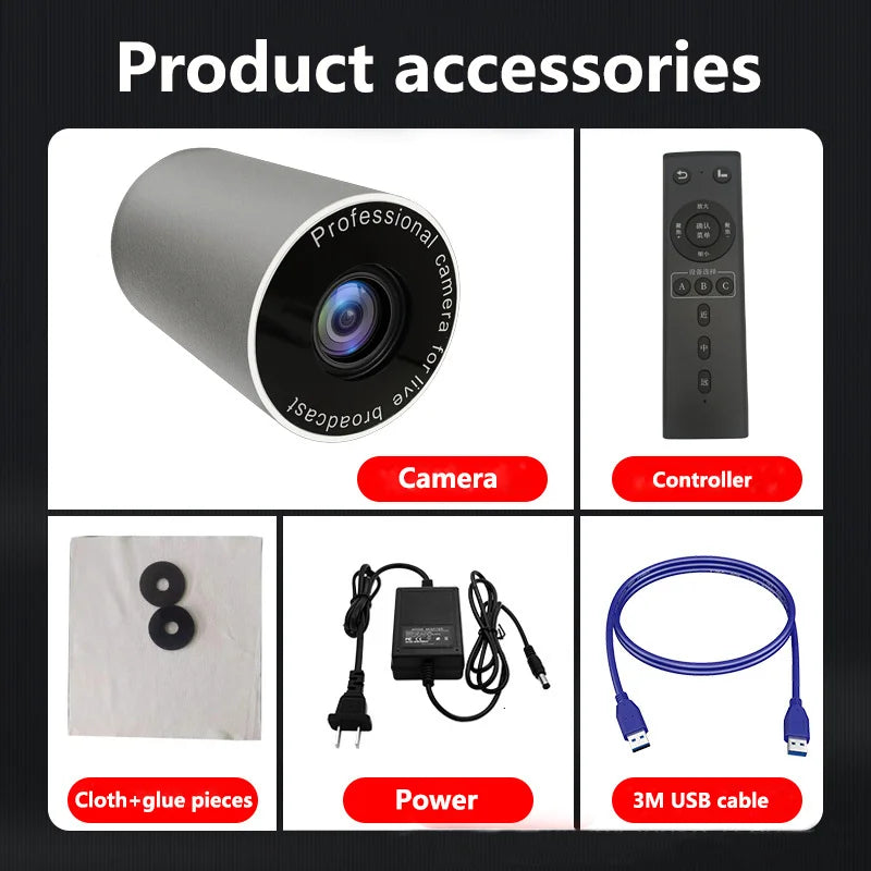 Conference Camera PTZ 1080P 60FPS 10X Zoom USB 3.0