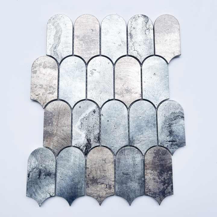 Modern feather shaped metal mosaic tiles for interior wall decoration in bathroom and living room 