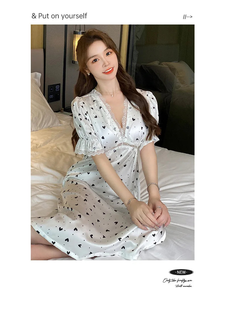 SAMWESTART Sweet and Cool Floral Summer Silk Nightgown