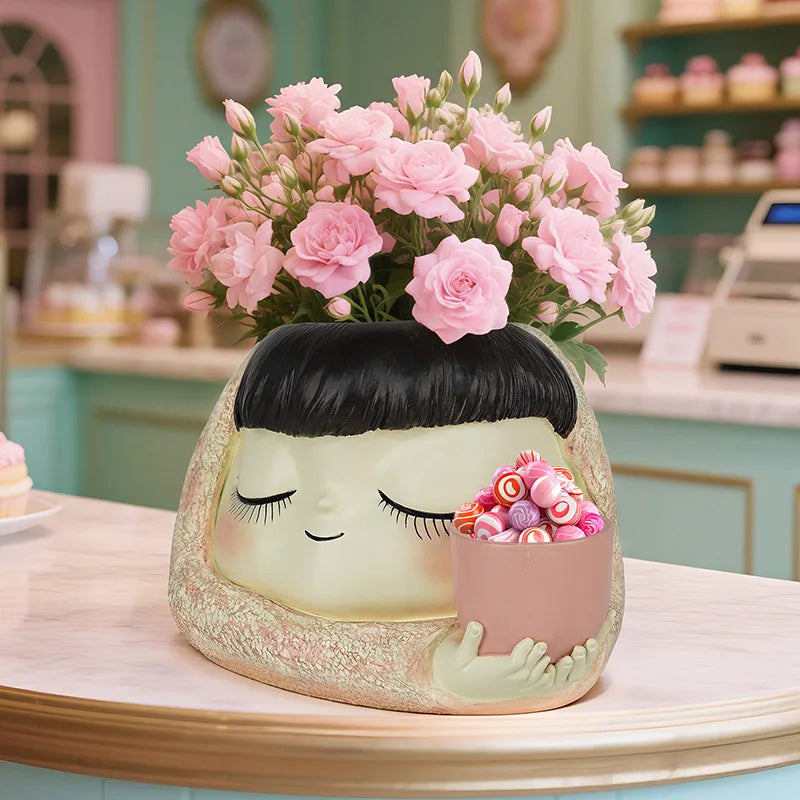 Chậu Hoa Nghệ Thuật Cô Gái Ngủ Bắc Âu Độc Đáo