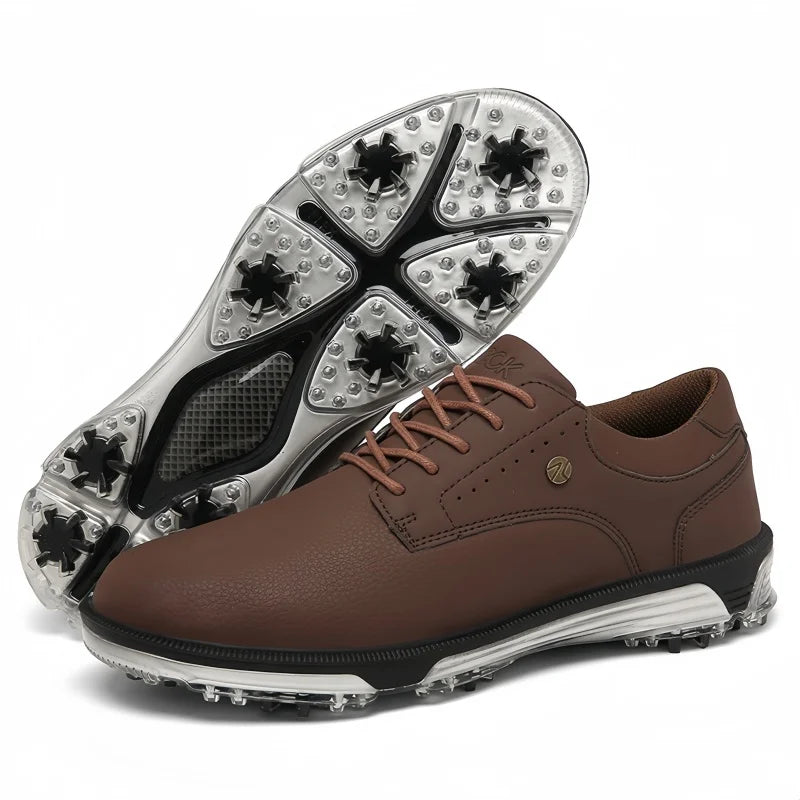 Men's and Women's Leather Golf Shoes Waterproof Rubber Sole Printed Logo