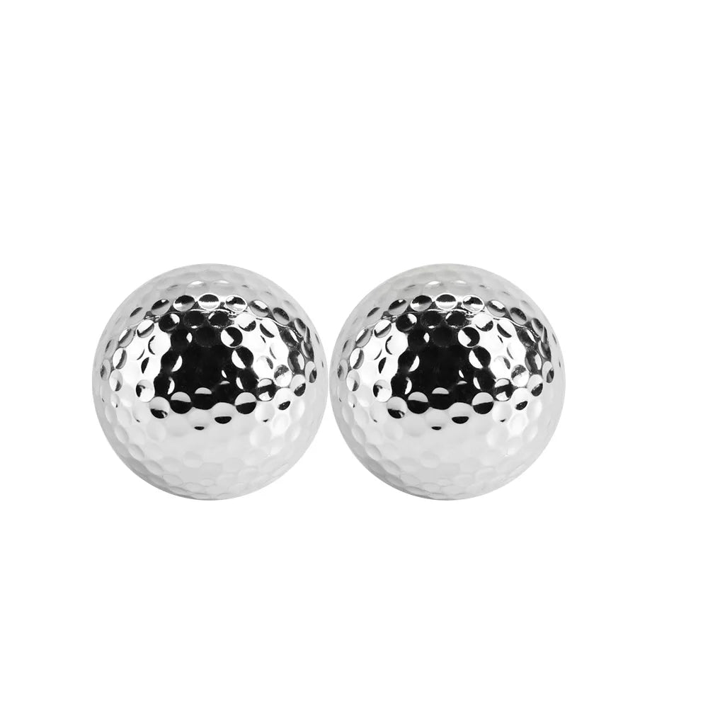 42.67mm Silver Double Layer Golf Ball - Indoor &amp; Outdoor Practice