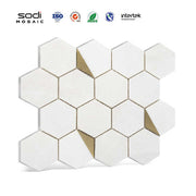 Hexagon metal kitchen wall tiles, wall and floor decorative mosaic tiles, wholesale mosaic tiles 