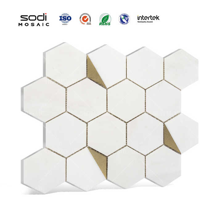 Hexagon metal kitchen wall tiles, wall and floor decorative mosaic tiles, wholesale mosaic tiles 