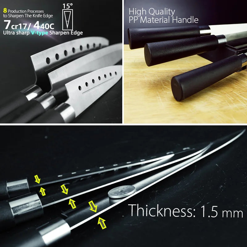 Bộ Dao Bếp Đa Năng Thép Không Gỉ Cao Cấp 5-8 Inch