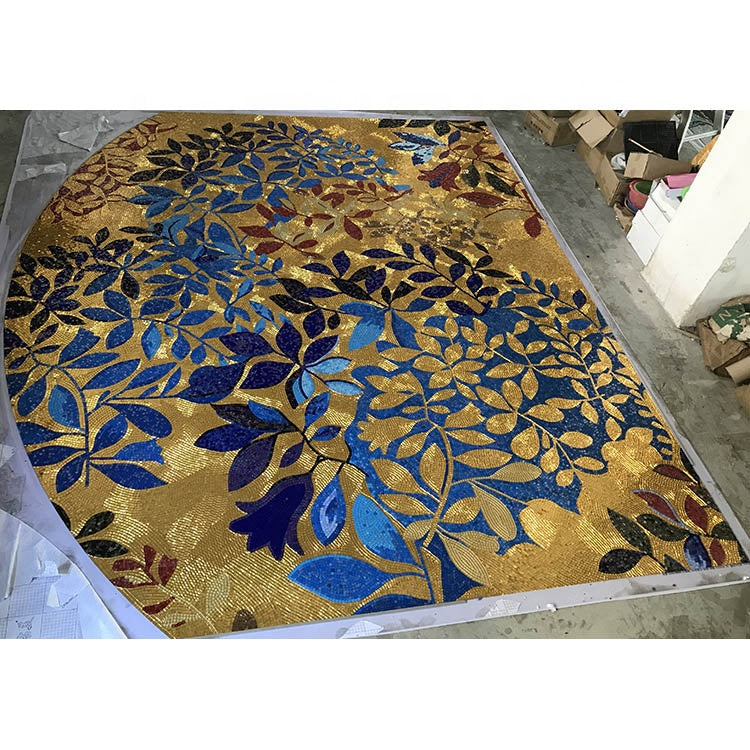 Luxury decorative glass mosaic leaves 