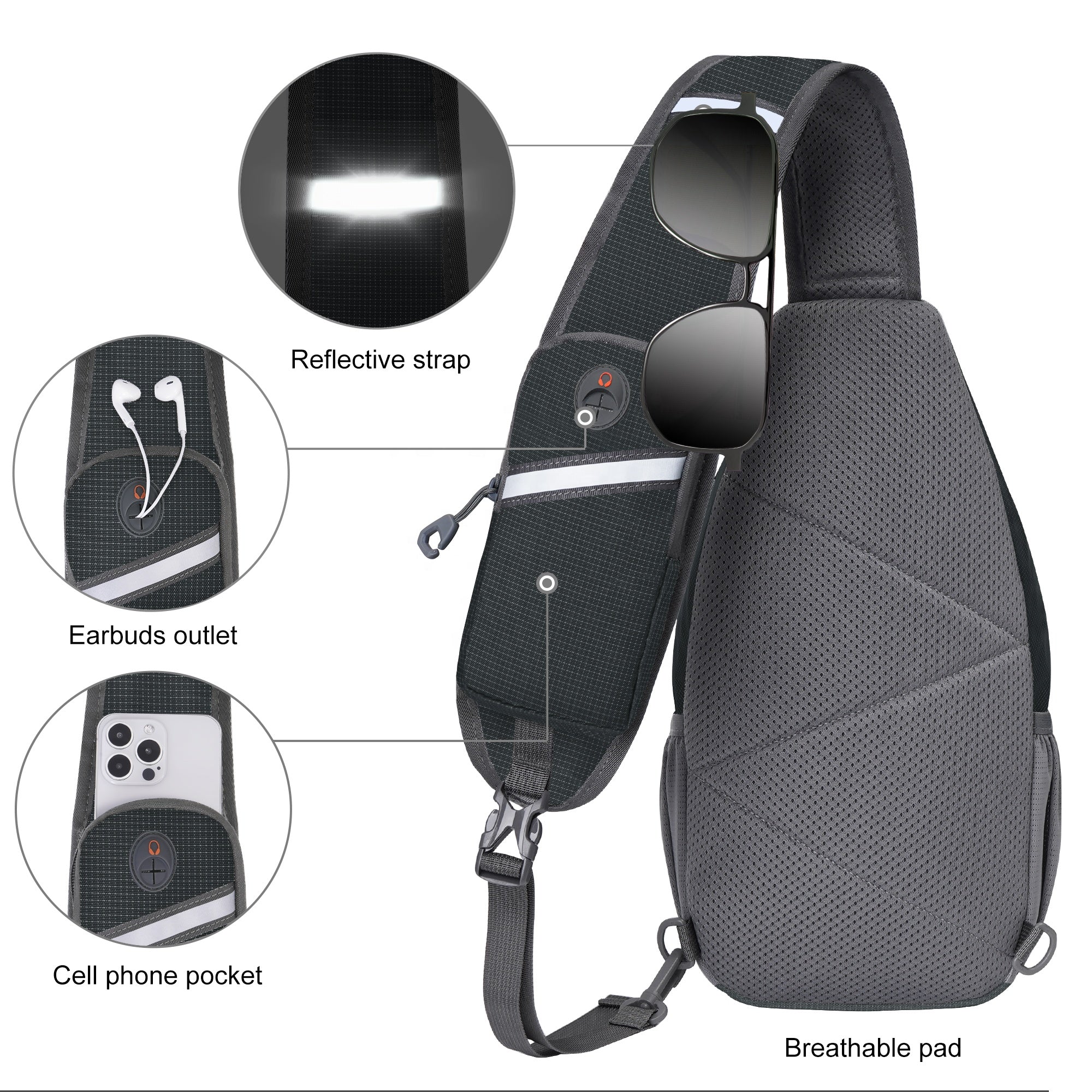 Túi Đeo Chéo/Đeo Ngực Xe Máy Nam Polyester Hàng Xuất Xưởng, Phong Cách Thời Trang, Có Ngăn Đựng Cốc Nước & Điện Thoại