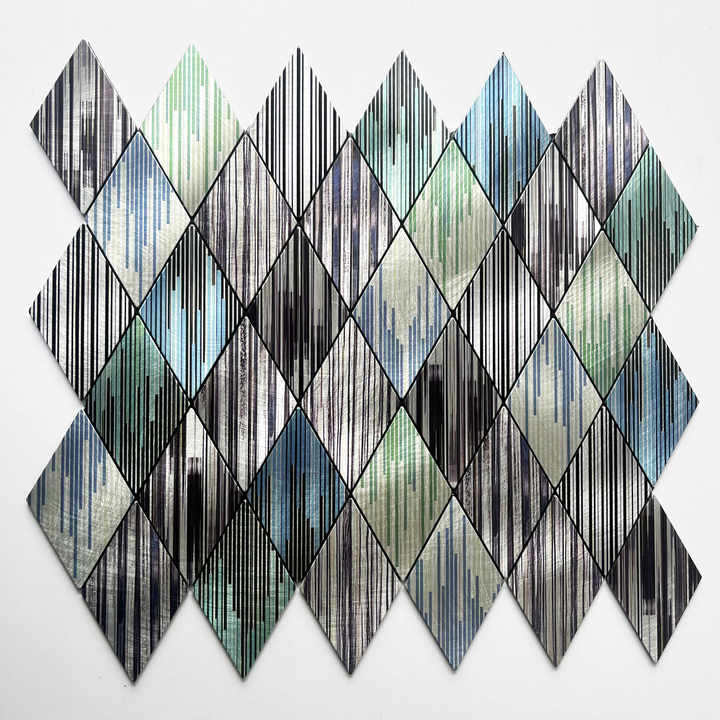 Modern self-adhesive diamond shaped kitchen wall tiles made of aluminum for bathroom kitchen wall decoration Willa 