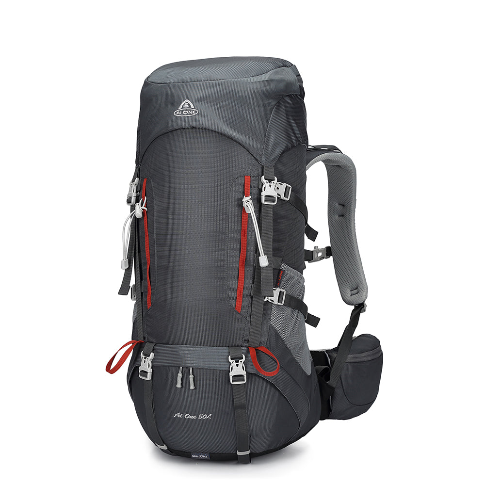 AIONE 50L Backpack for Hiking, Camping, Backpacking, for Women and Men, with Raincoat 