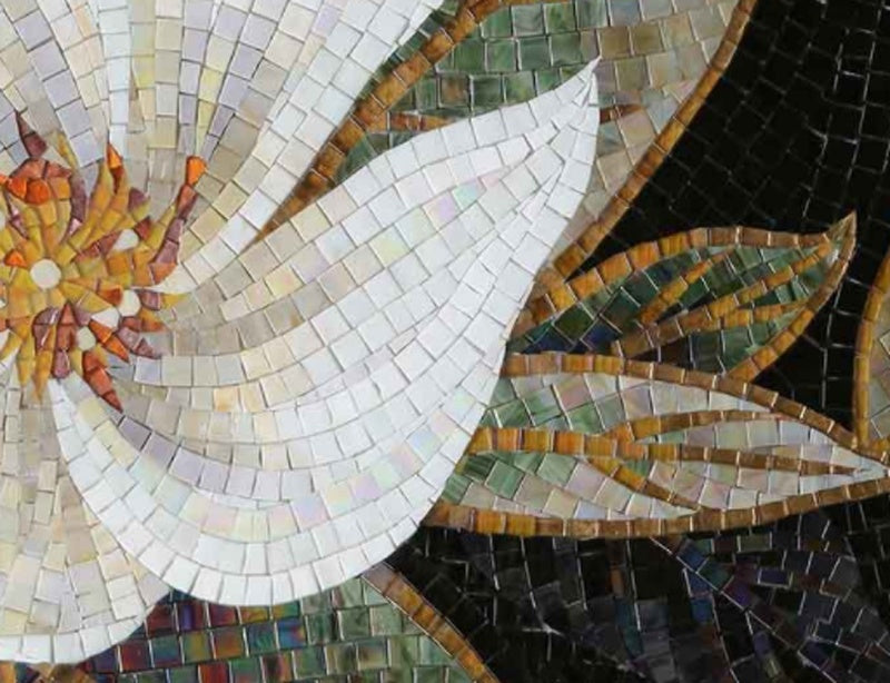 Chinese custom living room interior decoration flower pattern glass mosaic painting