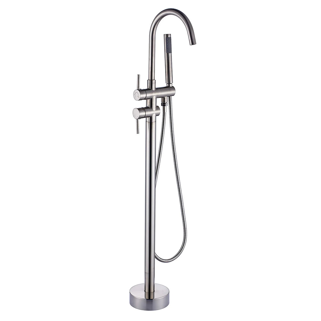 FLG Brass Mounted Freestanding Bath Shower Mixer Floor Stand Tub Filler Shower Mixer Bathtub Free Standing Faucet