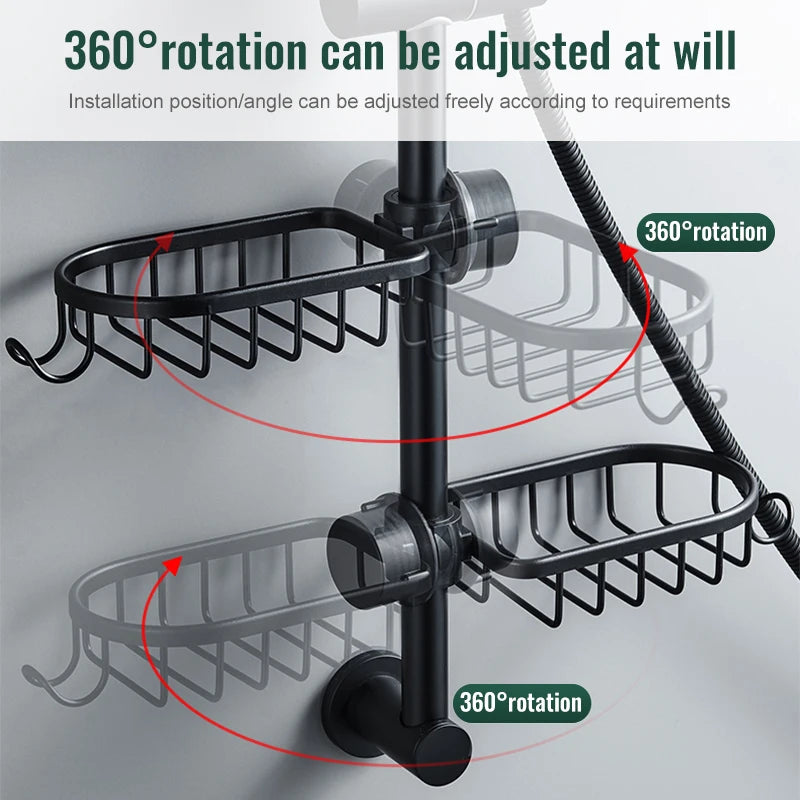 Bathroom Shelves Shower Rack Aluminum Basket For Shampoo Soap Bathroom Storage Adjustable Kitchen Faucet Sink Rag Holders - Daisan Mart