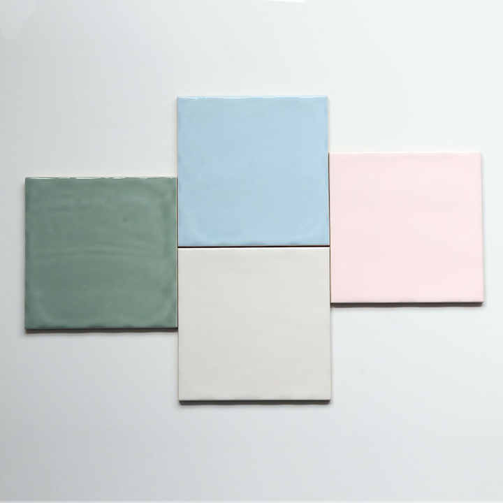 Pastel style 15x15 rough gray kitchen wall tiles with decorative glazed ceramic 