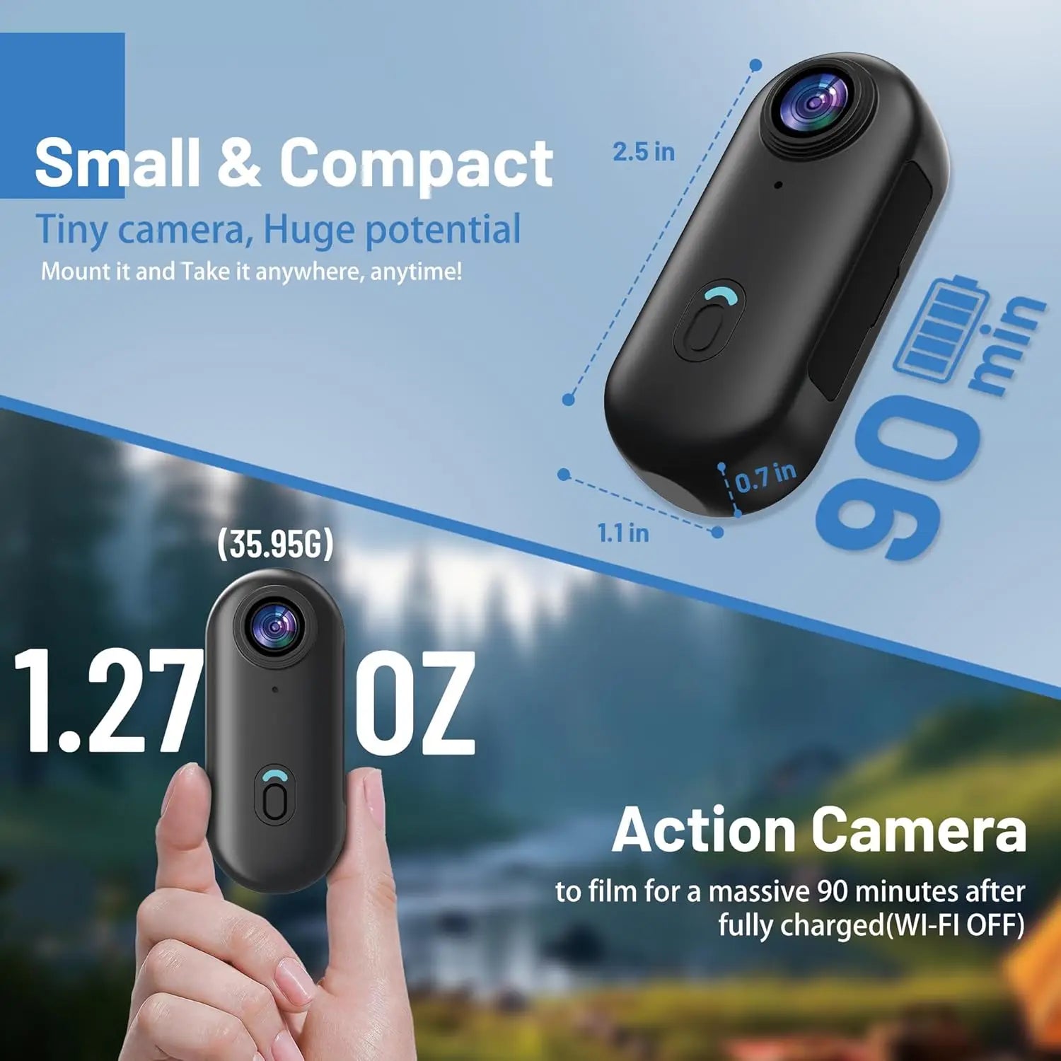 4K 128GB Mini Body Wearable Camera POV Recording Super Small