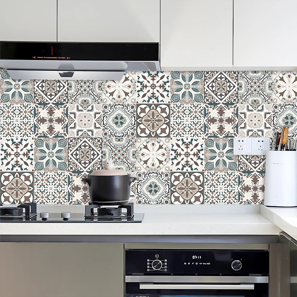 10pcs Blue &amp; Gray Matte Surface Wall Sticker Film For Tiles /Ground in Kitchen Backsplash Floor PVC Art Wallpaper Peel &amp; Stick