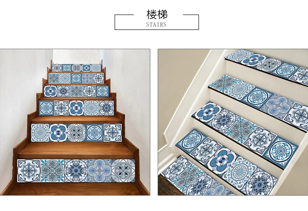10/15/20/30cm Purple Retro Strip Tiles Wall Sticker Kitchen Stairs Tile Decoration Wallpaper Peel &amp; Stick Waterproof Art Mural