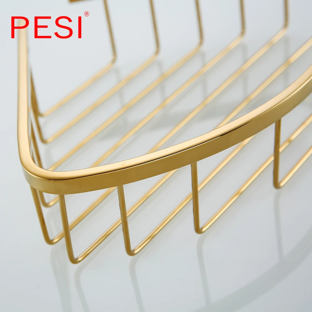 Bathroom Shelf Black Stainless Steel Single Bathroom Shelves Shower Storage Rack Wall Mounted Corner Basket Shampoo Shelf. - Daisan Mart