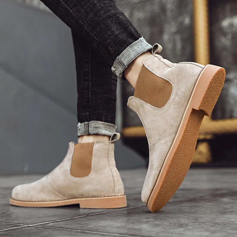 Giày Boot Nam Da Lộn Cổ Điển Ấm Áp Thời Trang