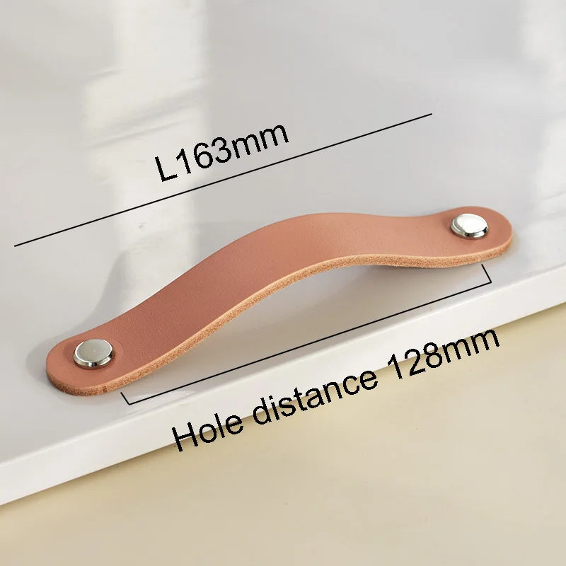 Nordic Style Pink Leather Handle Furniture Drawer Cupboard Kitchen Cabinet Door Knobs Pull Children's Room Cabinet Handles