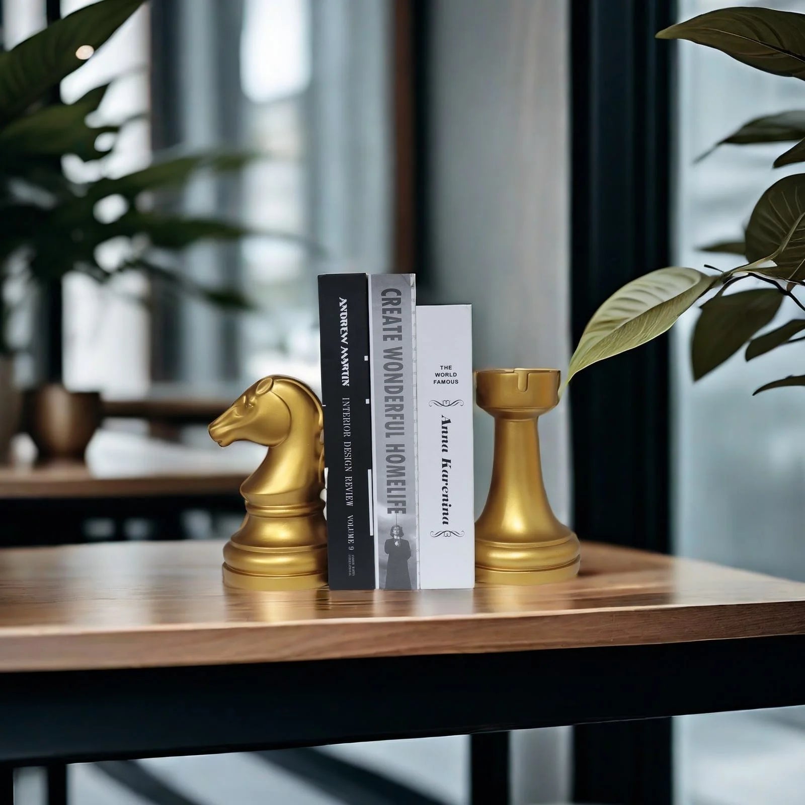 Golden Knight Rook Resin Statue Artistic Chess Piece Shaped Figurine for Home Decor Souvenir/Gifts Painted Crafted Model Pattern