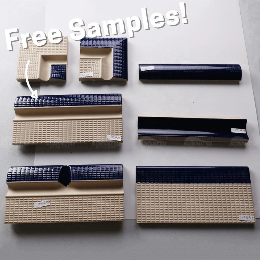 Standard Fina Enameled Pool Edge Corner Tile Sample 115x240mm 