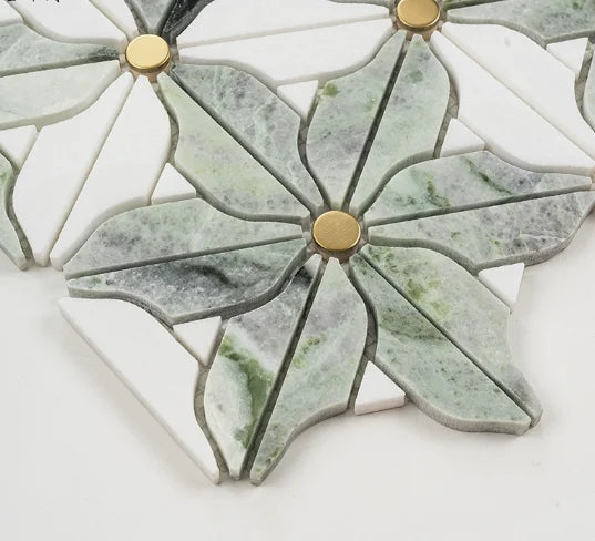 Gạch Mosaic Đá Tự Nhiên Hoa Văn Xanh Đá Cẩm Thạch