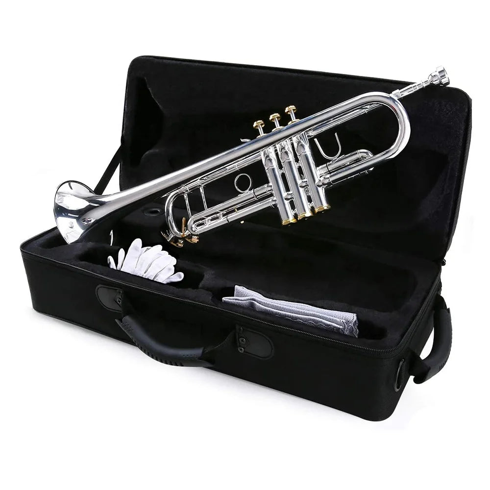 SEASOUND OEM BB Silver Body Trompeta Brass Trumpet with Gold Keys JYTR401DSG