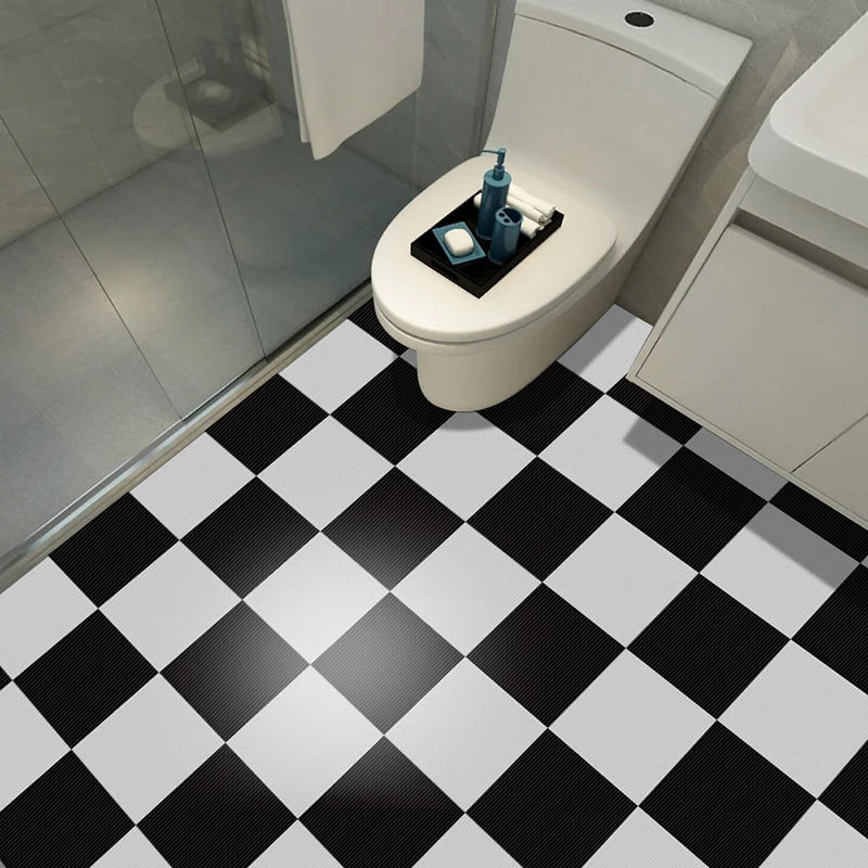 Classic European Black And White Tile Floor Stickers 3D Adhesive Kitchen Corridor Decoration Wallpaper Waterproof