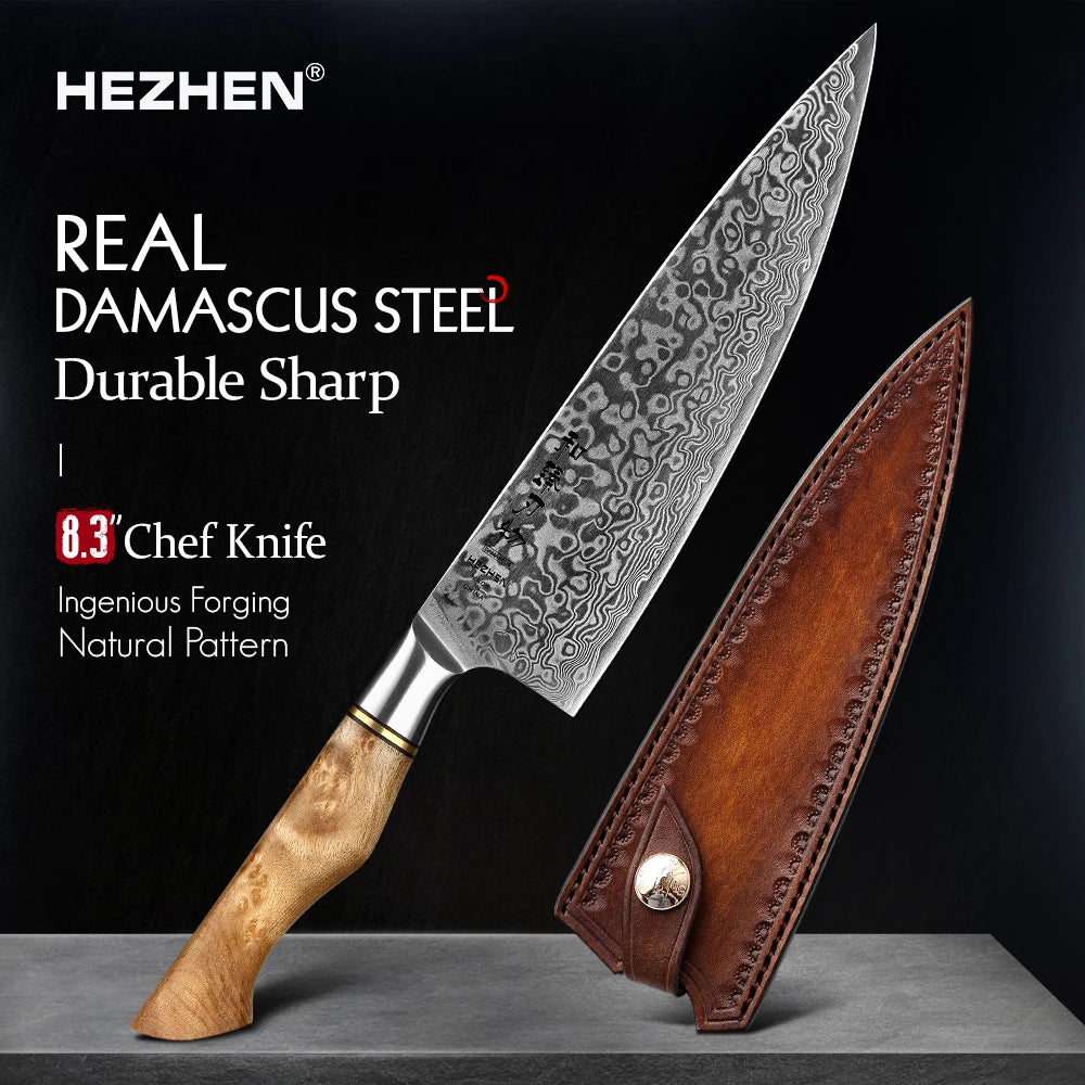 Dao Bếp HEZHEN 8.3 Lớp Damascus Siêu Sắc Nhật Bản