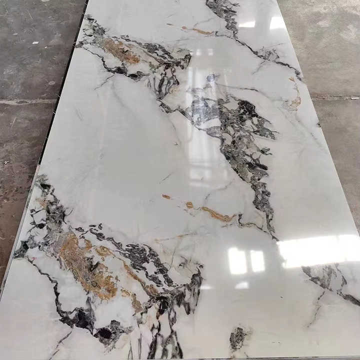 Modern Waterproof UV Marble Decorative PVC Wall Panels Easy To Install 1220*2440*3mm For Living Room Interior