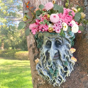 Nature-Themed Tree Spirit Statue Floral-Accented Face for Garden & Outdoor Display Made of Polyresin Art Pattern Flower - Daisan Mart