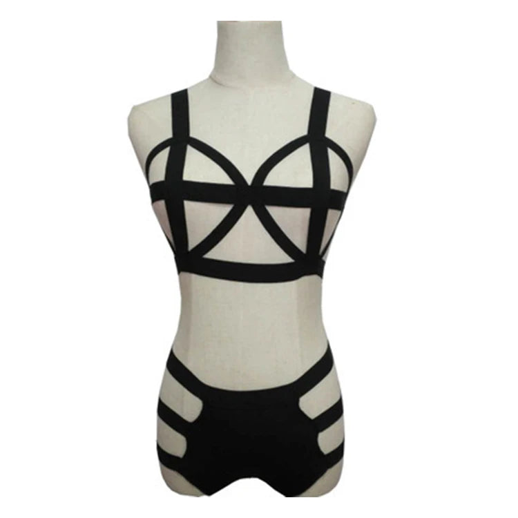 Fancy Underwear Body Harness Bondage Lingerie Women Hollow Out Short Two Piece Set Erotic Lingerie-sexy