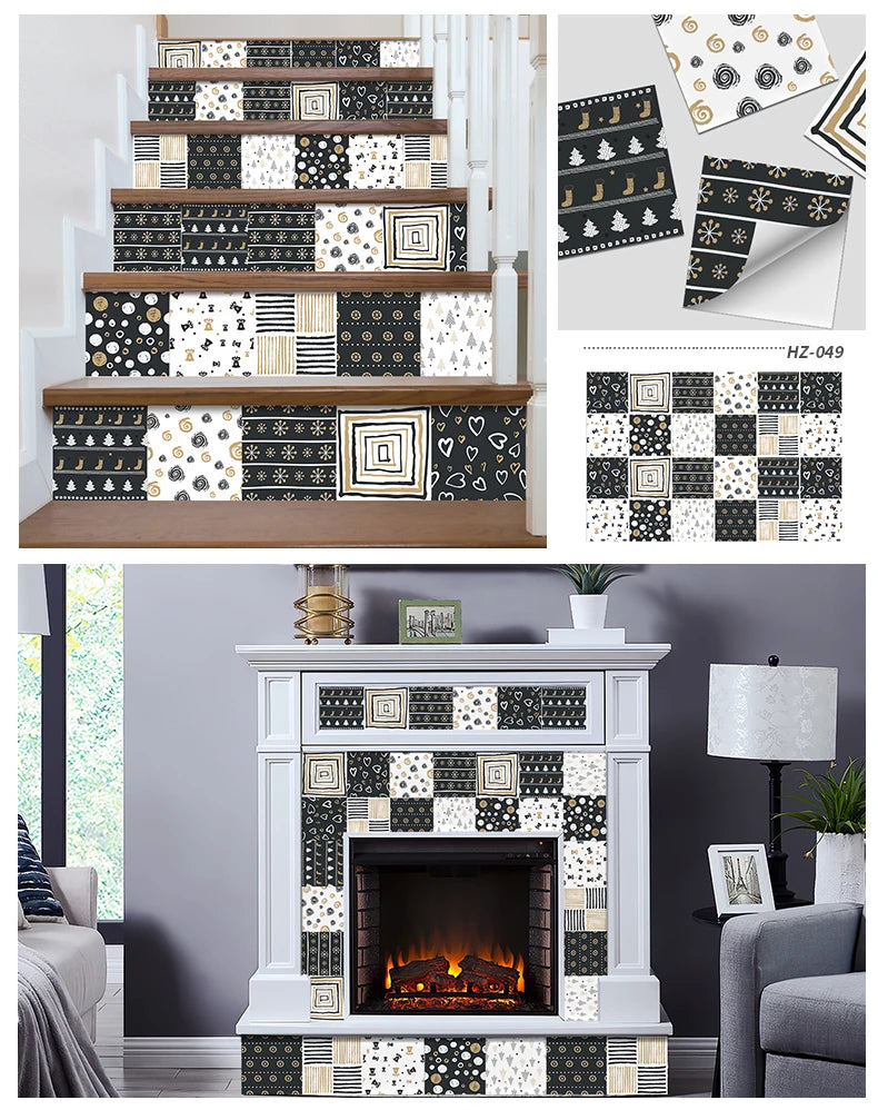 24pcs Retro Gray Kitchen Tile Sticker Wall Waterproof Self Adhesive Wallpaper PVC Furniture Cabinet Surface DIY Decorative Decal