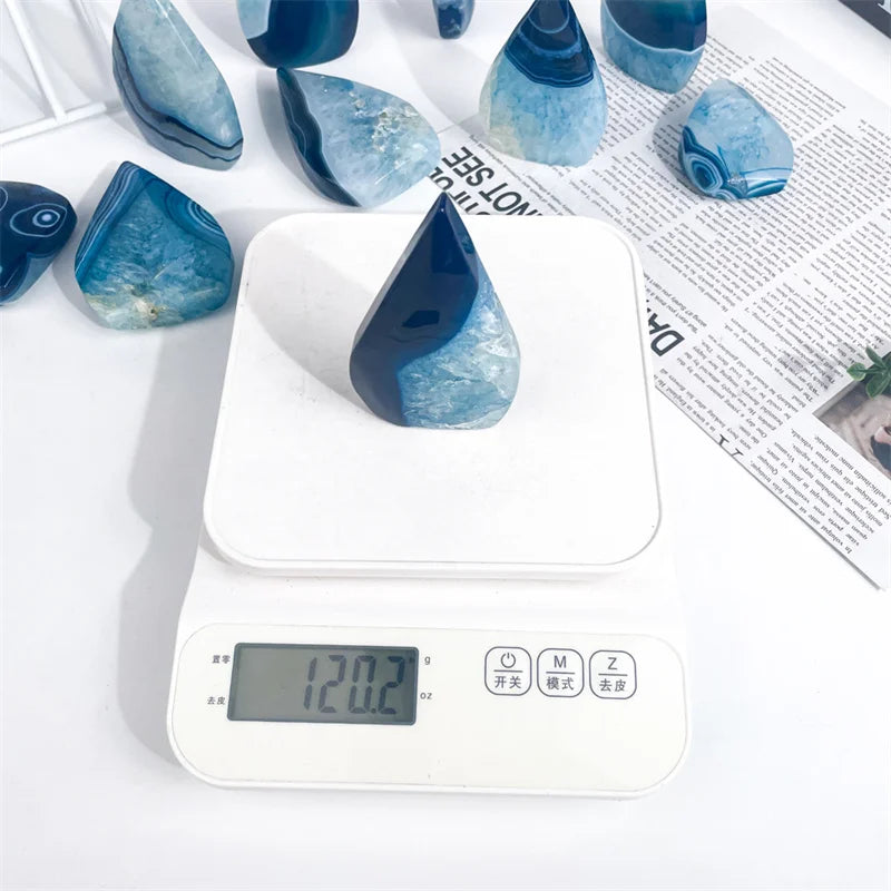 Wholesale Healing Crystal Crafts Blue Sardonyx Flame Blue Onyx Agate Ornament for Decoration