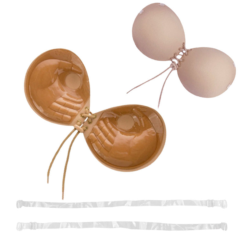 Áo ngực 3D nâng ngực nhỏ che nhũ hoa không dây, khóa cài trước dây rút lòng bàn tay sinh học, nội y gợi cảm cho áo quây, váy cưới. - Daisan Mart
