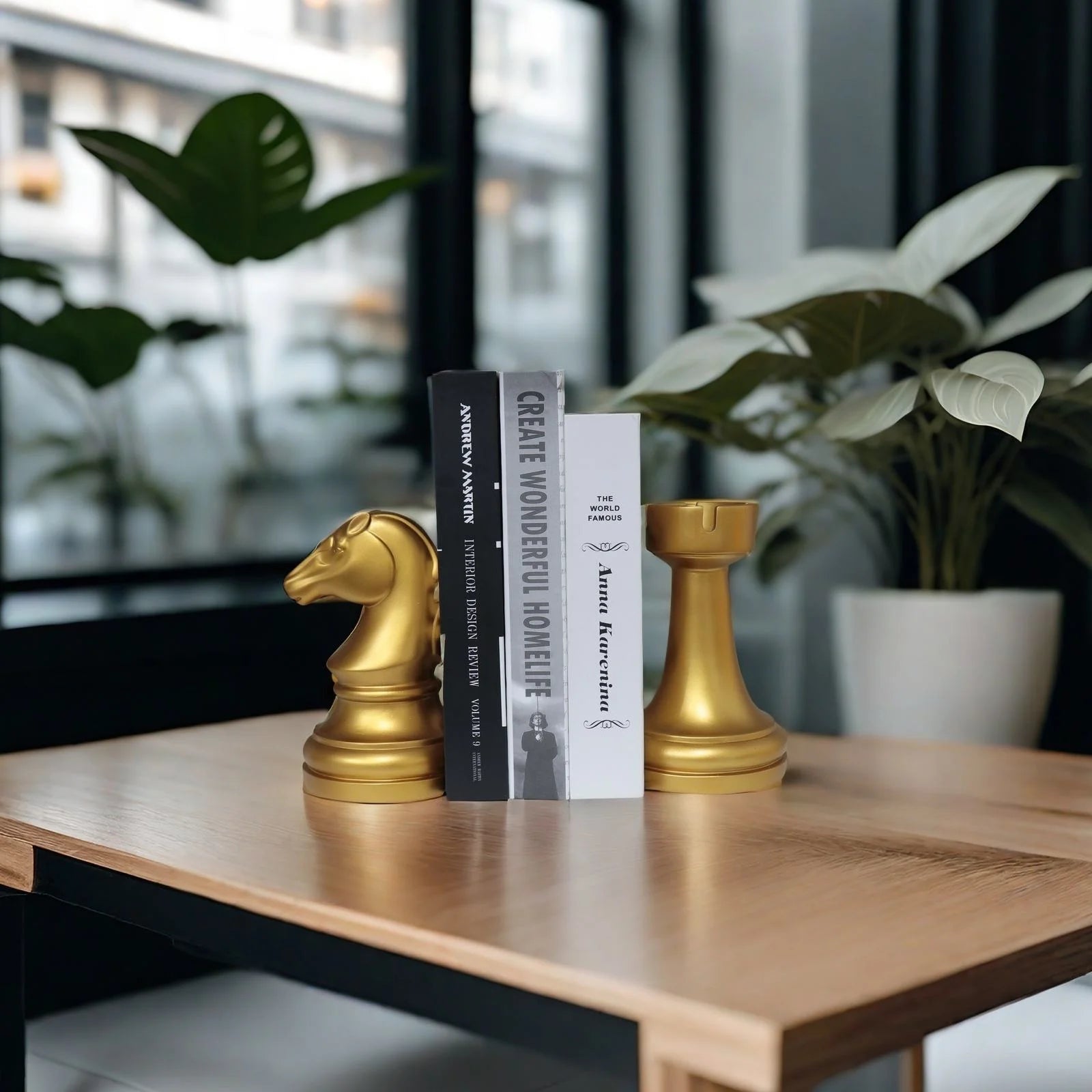 Golden Knight Rook Resin Statue Artistic Chess Piece Shaped Figurine for Home Decor Souvenir/Gifts Painted Crafted Model Pattern