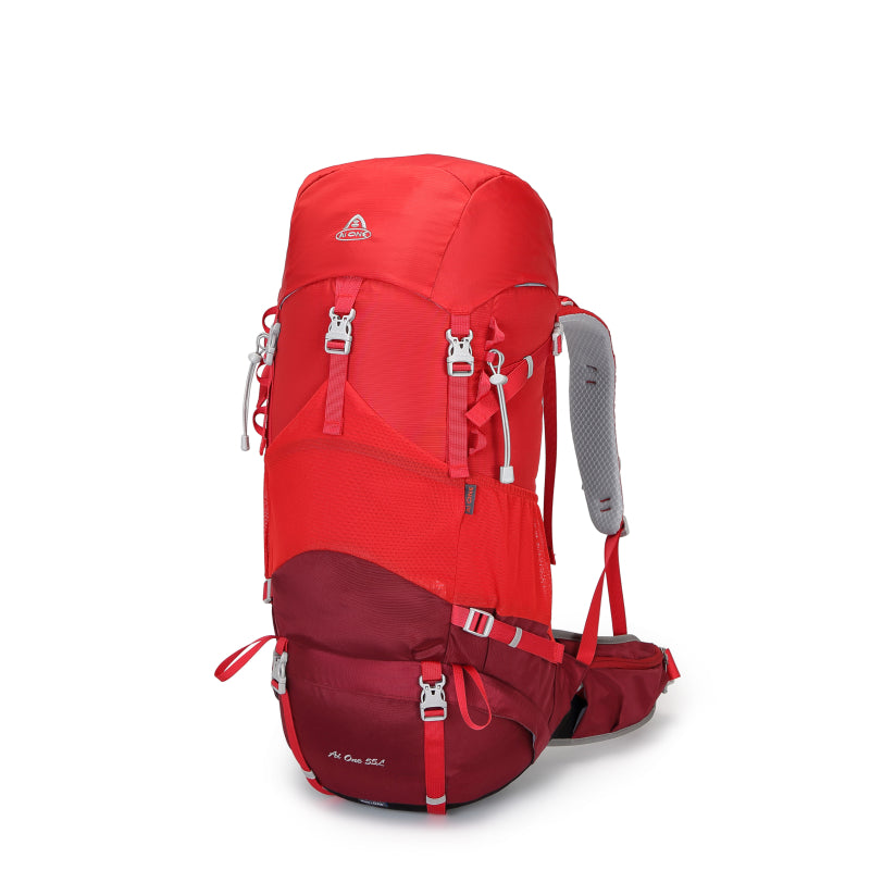 AIONE KA-8222 55L Waterproof Hiking Backpack with Raincoat, Large Outdoor Sports Travel Climbing Backpack 