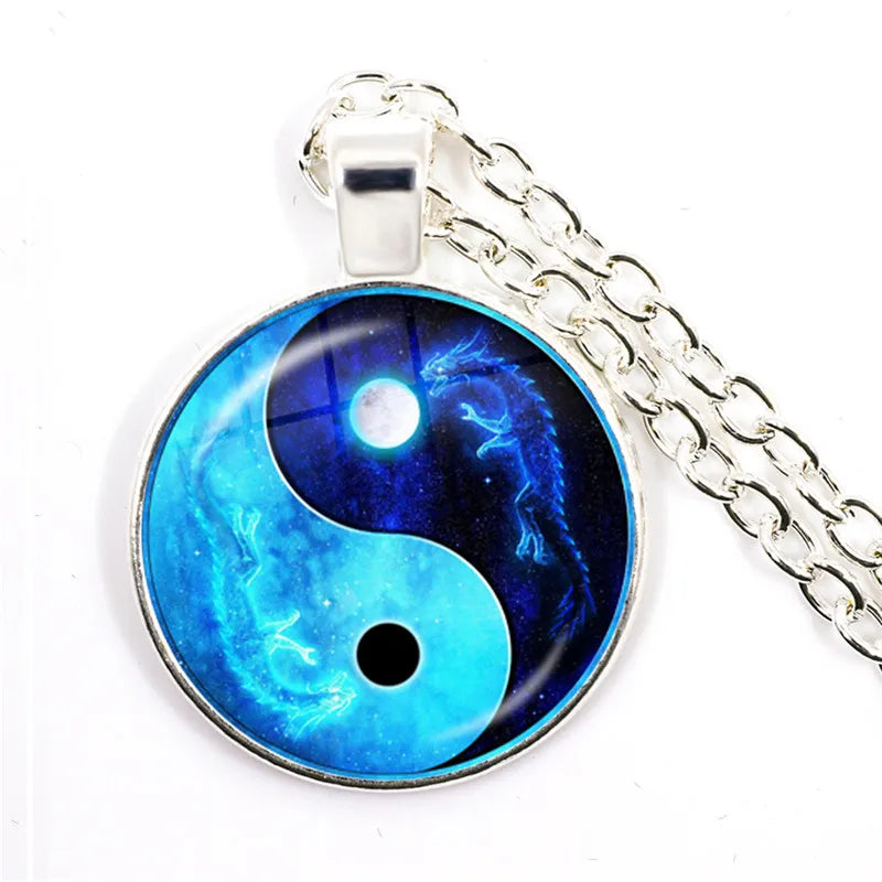 New Accessories Dragon Moon Yin Yang Tai Chi Time Gem Necklace European and American Sweaters Chain Necklace - Daisan Mart