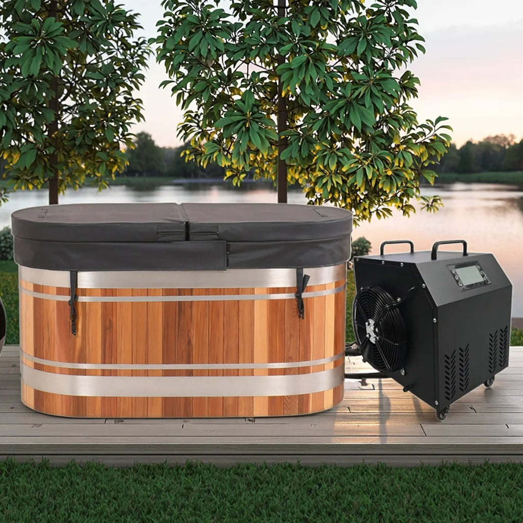 Modern Design Portable Ice Bath Tub 1 Person Wooden Cold Plunge Ice Bath with Chiller