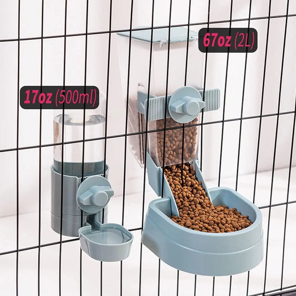 Automatic Pet Feeder Cage Hanging Bowl Water Bottle Food Container Dispenser For Puppy Cats Rabbit Birds Pet Feeding Product - Daisan Mart