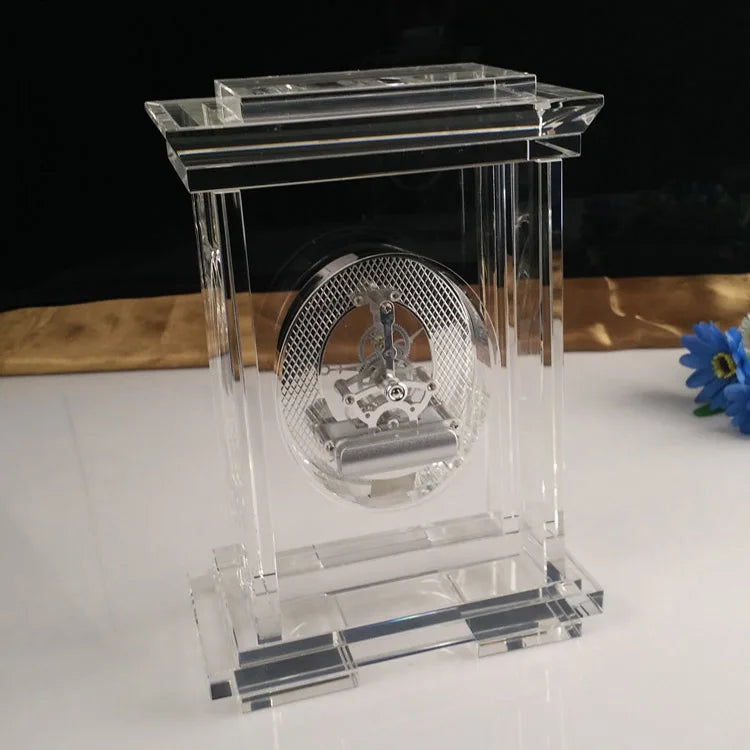 Small Bridge Wholesale Customization New Design Large Crystal Desk Clock for Home Decoration