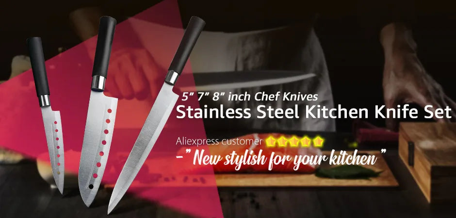 3-Piece Kitchen Knife Set High-Quality 3CR13 Stainless Steel