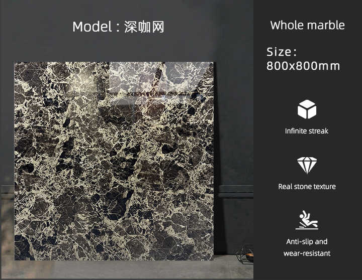 Factory Supply Dark Marble Pattern Ceramic Tiles Porcelain Floor Tiles 80X80 Indoor Artificial Marble Flooring With Marble-Like Pattern 